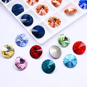  Rivoli rhinestones noktası geri fantezi taş K9 kristal toptan gevşek taş boncuk takı 3d nail art konfeksiyon aksesuarları için