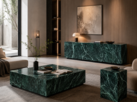 Dalles et carreaux en marbre vert Emperador, pierre naturelle, pour bureaux d'accueil, tables consoles, meubles-lavabos et murs décoratifs
