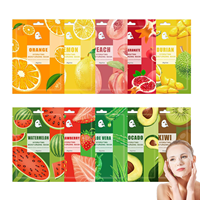 Masques faciaux en feuille de thé aux fruits et aux herbes en gros, hydratants longue durée, masque facial hydratant, éclaircissant, soin de la peau, aloès, ODM