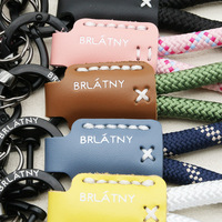 Porte-clés de voiture en cuir véritable fait main pour chiot bouledogue français, cordon anti-perte en corde tressée, emballé individuellement, moderne et simple