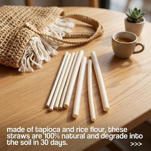 Pailles à boire en farine de riz de qualité supérieure, 13 mm, écologiques, comestibles, biodégradables, extra larges, pour les boissons au thé à bulles, les boissons Boba - Product Image 2
