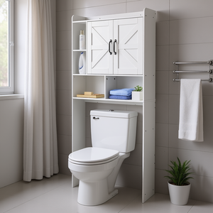 Mobiletto Bianco da Bagno Sopra il WC con Ripiano Regolabile da 66 Pollici, Stile Rustico, Modello D0100X3233T - Product Image 2