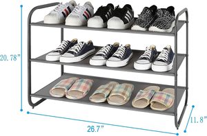 Étagère à chaussures en métal empilable avec étagères en tissu Organisateur de salon pour placard d'entrée de chambre et rangement de couloir - Product Image 2