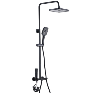 Juego de ducha de lluvia negro mate de estilo moderno al por mayor con teclas de piano y kit de ducha con rociador para inodoro - Product Image 1