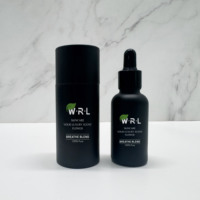 Bouteille Compte-Gouttes en Verre Noir Mat pour Sérum Huile Essentielle Barbe Cheveux, OEM, Vente en Gros, 15ml, 20ml, 30ml, 50ml, 100ml, avec Boîte en Papier