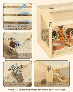 Jaula Plegable de Madera para Hámster con Diseño de Múltiples Niveles para Uso como Hábitat para Mascotas Pequeñas - Product Image 3