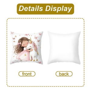 Federa per cuscino con <span class=keywords><strong>unicorno</strong></span> per ragazza in velluto color pesca (etichetta lavabile) - 45*45 cm, federa quadrata floreale per soggiorno con cerniera decorativa - Product Image 6