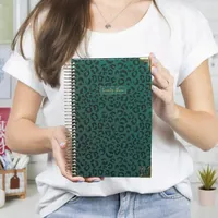 Journal d'objectif mensuel hebdomadaire en spirale verte A5 avec logo personnalisé 2026