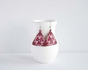 Beautifully Handmade <b>Burgundy</b> earrings; Triangle earrings - Product Image 1