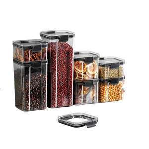 Factory Custom Transparent <b>Pet</b> Material Plastic <b>Food</b> <b>Storage</b> <b>Container</b> Kitchen Airtight <b>Containers</b> Box - Product Image 1