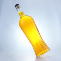 Nouvelle bouteille en verre transparente de 750 ml pour spiritueux, design exquis, vente en gros, avec bouchon en liège, pour vodka et tequila
