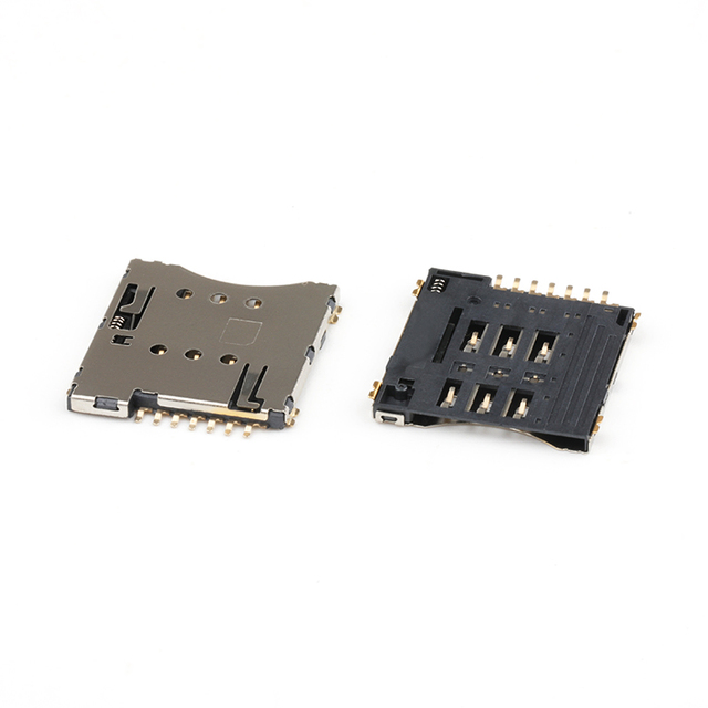 Micro SIM Card Connector Push Push Type 7Pin 1.45H with CD Pin SIM Card Connector