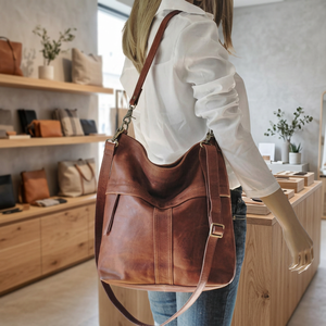 Sacs à main élégants en cuir de veau véritable imperméable, légers, pliables, avec fermeture éclair, grande capacité, durables - Product Image 3