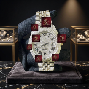 Bracelet unisexe de luxe en acier inoxydable Shreeji Jewels avec fermoir pliant, montre mécanique de haute qualité avec diamants Moissanite VVS - Product Image 3