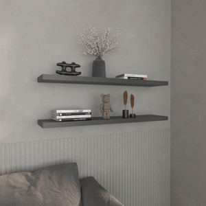 Floating <b>Shelves</b> 1.50 In H 2 <b>Shelf</b> Matt Gray Wall Mount Display Rack - Product Image 1