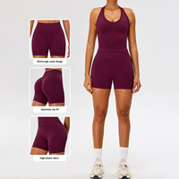 XW-MS1136Y-1 Fabricant de vêtements de sport Haut de sport à bretelles Soutien-gorge de yoga Shorts taille haute Course à pied Vêtements de sport pour femmes
