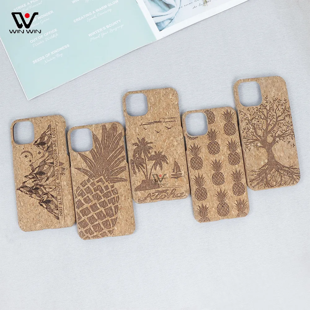 Eco -friendly Cork Wood Phone Case Gift Present Soft Mobile Cover Shell For iPhone 13 14 15 Pro Max For Father Gift