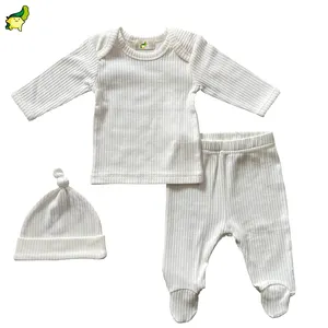 男女通用婴儿服装套装女孩男孩0-3个月肋骨100% 有机棉婴儿新生儿婴儿服装