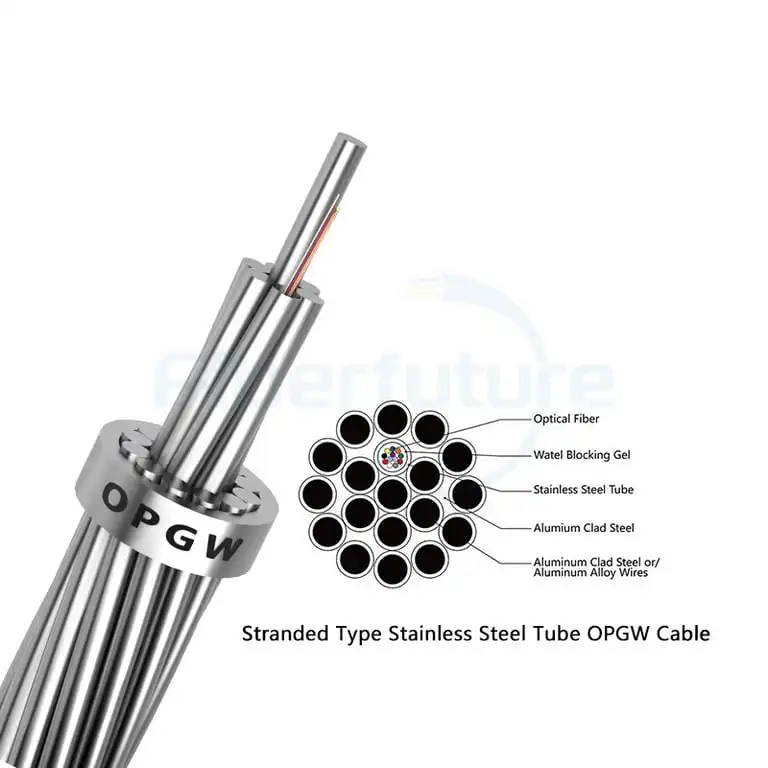 OPGW kabel serat lapisan tunggal tabung baja tahan karat tipe untai