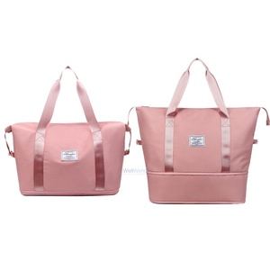 사용자 정의 여자 접이식 접이식 접이식 방수 하룻밤 여행 핸드 캐리 더블 하단 가방 더플 수하물 여행 가방 - Product Image 1