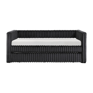 1pc Reclining Daybed with Trundle Black Velvet Upholstery Modern Luxury Living Room Furniture Durable Comfortable - Product Image 3