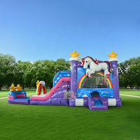 Structure gonflable commerciale en PVC de qualité professionnelle, château de saut avec toboggan et blocs de construction, pour location commerciale, couleur personnalisable