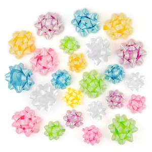 24ct d'arc-cadeau de couleur vive, couleur unie, ruban de décoration de vacances personnalisé, emballage de cadeau, nœuds en étoile - Product Image 1