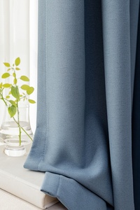 Kain tirai gelap tinggi biru Linen poliester mewah kustom untuk kamar tidur ruang tamu Hotel jendela - Product Image 5