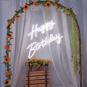 Personnalisé 16 Styles Led Néons Joyeux Anniversaire Enseigne <span class=keywords><strong>Au</strong></span> Néon En Acrylique Transparent Pour Intérieur Fête D'anniversaire De Mariage - Product Image 4