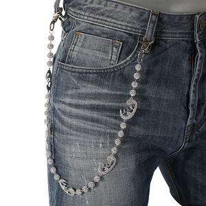 Nova Moda Jóias 10mm Cristal Clay Disco Ball Frisada Carteira Correntes Strass Moon Star Encantos Jeans Pocket Belt Chains - Product Image 2