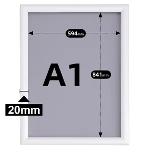 CYDISPLAY 20mm A1 Aluminium Edge Mitred Corners Snap Frame Poster Frames Wall Mounted Snap Frame Silver A1 Size