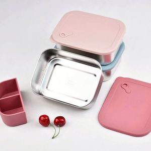 Microwave Safe Heatable 3 <b>Compartment</b> Food Storage Silicone Meal Prep Container Bento <b>Lunch</b> <b>Box</b> for Kids - Product Image 1