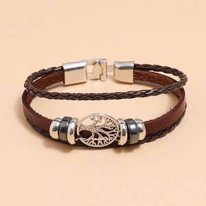 Bracelet Homme Vintage Multi-couches Bracelets en Cuir Tressé à la Main pour Hommes Femmes Bracelet <span class=keywords><strong>Charm</strong></span> <span class=keywords><strong>Arbre</strong></span> <span class=keywords><strong>de</strong></span> <span class=keywords><strong>Vie</strong></span> Accessoires Bracelet - Product Image 6