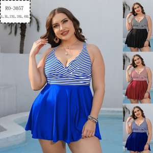 Magnifique ensemble tankini deux pièces multicolore grande taille pour femme, respirant, col rond, imprimé élégant, en stock - Product Image 2