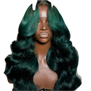 13x4 <b>13x6</b> Full <b>Frontal</b> Vietnamese Human Hair Long Green Color 100% Virgin Hair Glueless Body Wave for <b>Lace</b> Transparent <b>Lace</b> - Product Image 4