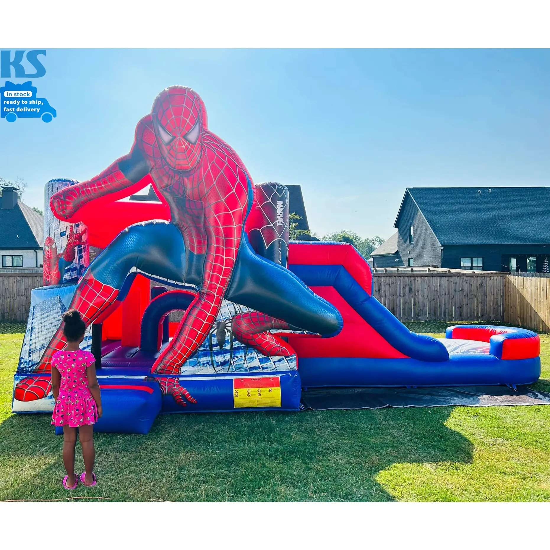 Comercial PVC Niños Inflable Spider-Man Bounce House Combo Jumping Castillo hinchable con tobogán para fiesta Alquiler Evento