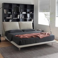 Cadre de lit double minimaliste King Size avec rangement pour hôtel et chambre à coucher de luxe Meubles en bois en cuir Lits Queen modernes