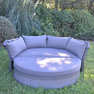 Meubles de jardin d'extérieur en osier moderne tout temps en rotin rond Daybed auvent en aluminium cadre Patio rotin pour salon hôtels - Product Image 3