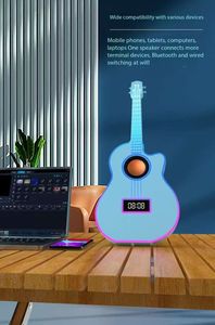 2024 nuevo altavoz inalámbrico con forma de guitarra de 10W, nuevo reloj despertador, LED Corlourful luz nocturna, altavoz portátil inalámbrico de gran volumen - Product Image 3