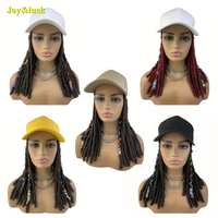 Perruque tressée synthétique de 18 pouces pour femme, style dreadlocks, couleur kaki, avec chapeau réglable pour usage quotidien en extérieur