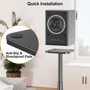 El altavoz de piso ajustable en altura sostiene la estantería y el altavoz satelital Soportes de altavoz grandes con gestión de cables Paquete de pedido por correo - Product Image 3