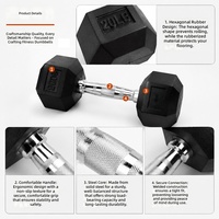 Ensemble d'haltères hexagonales en caoutchouc noir, poids réglables en fonte pour la maison, la gym et l'entraînement physique, logo personnalisé, OEM