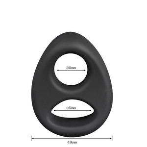 Anillo para Pene de Silicona con Doble Orificio, Color Negro, Accesorio Sexual Masculino para Estimulación y Retraso de la Eyaculación - Product Image 2