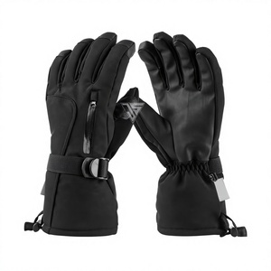 Gants de ski imperméables d'hiver en tissu polyester imperméable/cuir pour hommes et femmes, doublure thermique pour snowboard, gants de ski chauds - Product Image 1