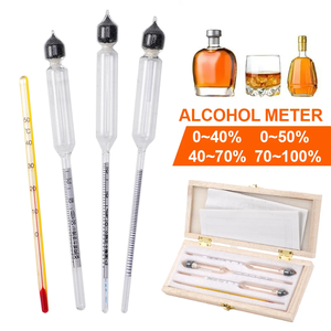 Ensemble de 3 hydromètres pour alcool, 0-100 %, testeur de spiritueux distillés, outil de mesure de la gravité avec étui et tableau de conversion pour le vin et la bière - Product Image 1