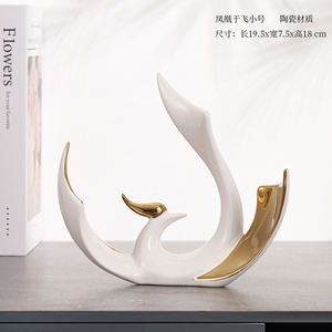 ديكور منزلي فاخر من السيراميك بتصميم فريد من نوعه زخارف طائر الفينيق على شكل طائر الفن بلكنة زفاف إبداعية - Product Image 5