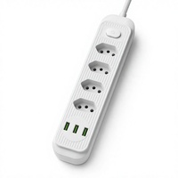 Multiprise Brésilienne 4 Voies Personnalisable avec Logo, 3 Ports USB à Charge Rapide, Coque Ignifuge, Rallonge Durable