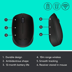 <span class=keywords><strong>Logitech</strong></span> <span class=keywords><strong>เมาส์</strong></span><span class=keywords><strong>ไร้</strong></span><span class=keywords><strong>สาย</strong></span> <span class=keywords><strong>M171</strong></span> 2.4กิกะเฮิร์ตซ์, <span class=keywords><strong>เมาส์</strong></span><span class=keywords><strong>ไร้</strong></span><span class=keywords><strong>สาย</strong></span>สำหรับเล่นเกม USB สำหรับแล็ปท็อปพีซี - Product Image 6