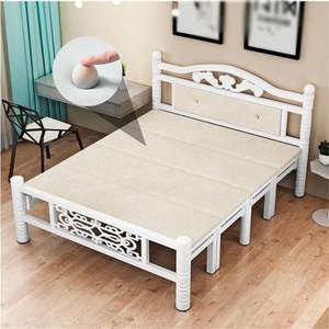 Lit en fer portable, pliable, anti-panneaux d'éclatement, épaissi, blanc, simple ou double, avec cadre de présentation en bois - Product Image 6