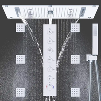 Système de douche à effet pluie noir mat 4 fonctions 6 fonctions 7 poignées mitigeur de douche thermostatique ensemble de douche spa salle de bain